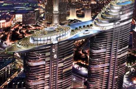 emaar tower sky complex twin dubai towers storey plans launches 230m downtown unveils spanning bridge two also